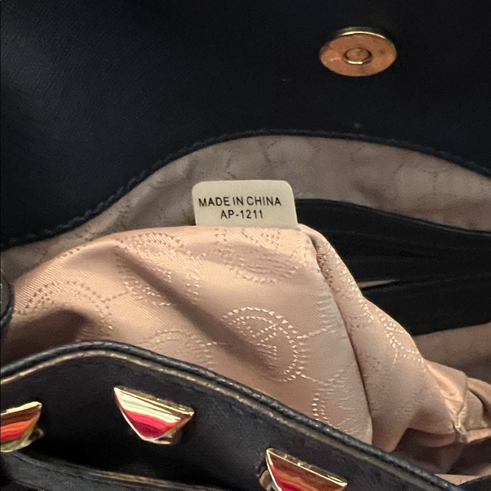 Michael Kors Navy and Gold Studded Saffiano Tote Bag - Picture 6 of 7